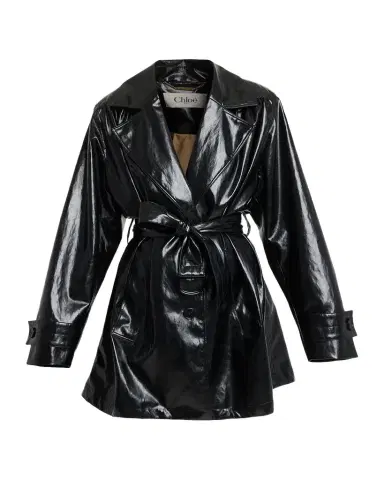 Chloé Shiny Belted Short Trench Coat | Thumbnail 1 Chloé Shiny Belted Short Trench Coat | Thumbnail 1