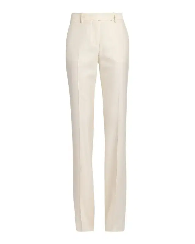 Shadow Striped Wool-Silk Straight-Leg Pants