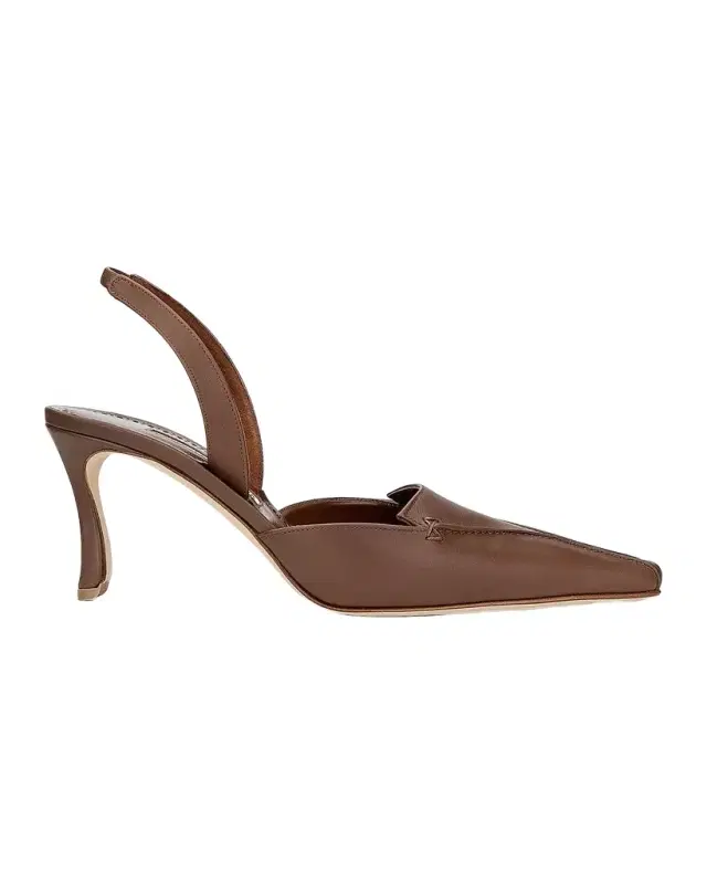 Manolo Blahnik Cleosli 70MM Leather Slingback Pumps