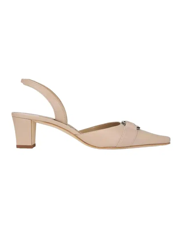 Manolo Blahnik Trixa 50MM Leather Slingback Pumps