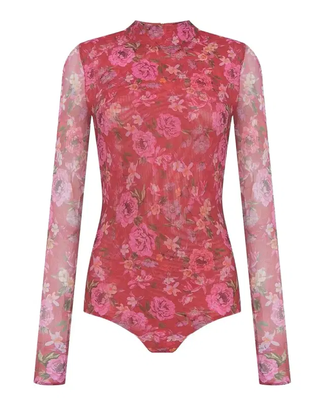 PatBO Peony Floral Mesh Bodysuit