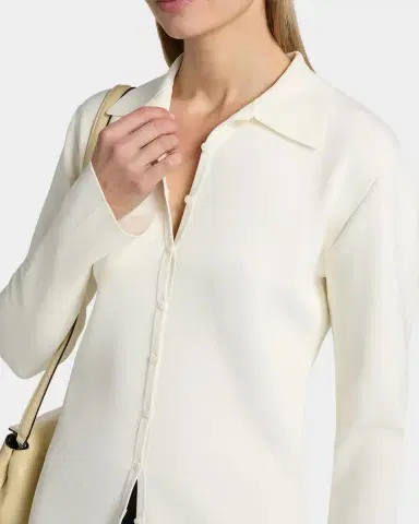 TOTEME Compact Knit Buttoned Top | Thumbnail 5