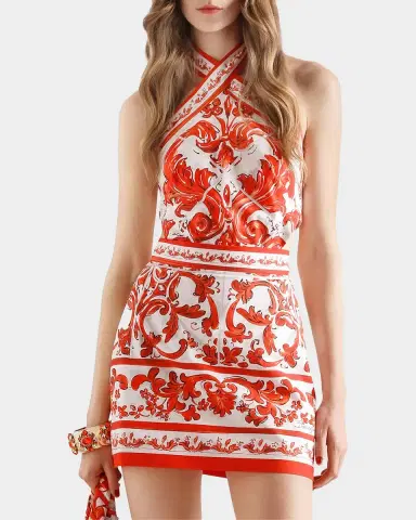 Dolce & Gabbana Majolica Cotton Poplin Mini Dress | Thumbnail 4 Dolce & Gabbana Majolica Cotton Poplin Mini Dress | Thumbnail 4
