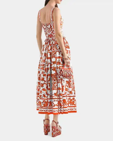 Dolce & Gabbana Majolica-Print Cotton Poplin Midi Dress | Thumbnail 3 Dolce & Gabbana Majolica-Print Cotton Poplin Midi Dress | Thumbnail 3