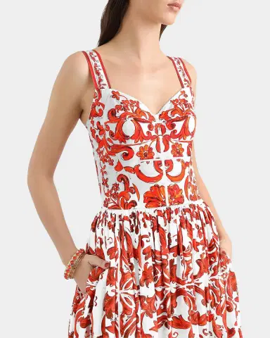 Dolce & Gabbana Majolica-Print Cotton Poplin Midi Dress | Thumbnail 4 Dolce & Gabbana Majolica-Print Cotton Poplin Midi Dress | Thumbnail 4