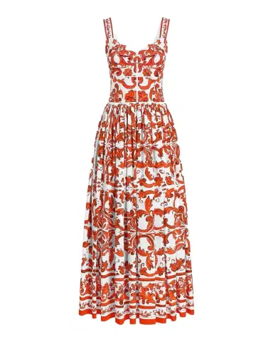 Dolce & Gabbana Majolica-Print Cotton Poplin Midi Dress | Thumbnail 1 Dolce & Gabbana Majolica-Print Cotton Poplin Midi Dress | Thumbnail 1
