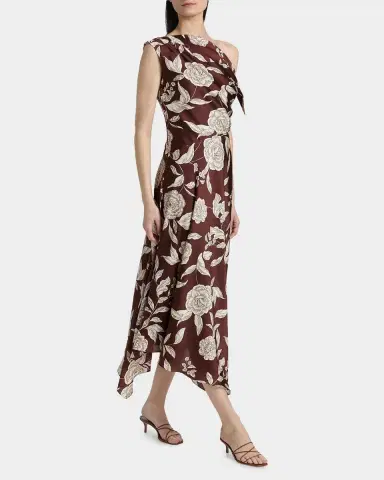 TANYA TAYLOR Loretta Floral Satin One-Shoulder Midi Dress | Thumbnail 4 TANYA TAYLOR Loretta Floral Satin One-Shoulder Midi Dress | Thumbnail 4