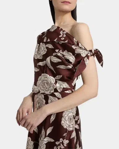 TANYA TAYLOR Loretta Floral Satin One-Shoulder Midi Dress | Thumbnail 5 TANYA TAYLOR Loretta Floral Satin One-Shoulder Midi Dress | Thumbnail 5