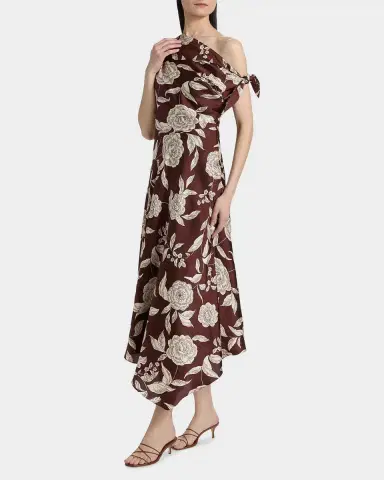 TANYA TAYLOR Loretta Floral Satin One-Shoulder Midi Dress | Thumbnail 7 TANYA TAYLOR Loretta Floral Satin One-Shoulder Midi Dress | Thumbnail 7