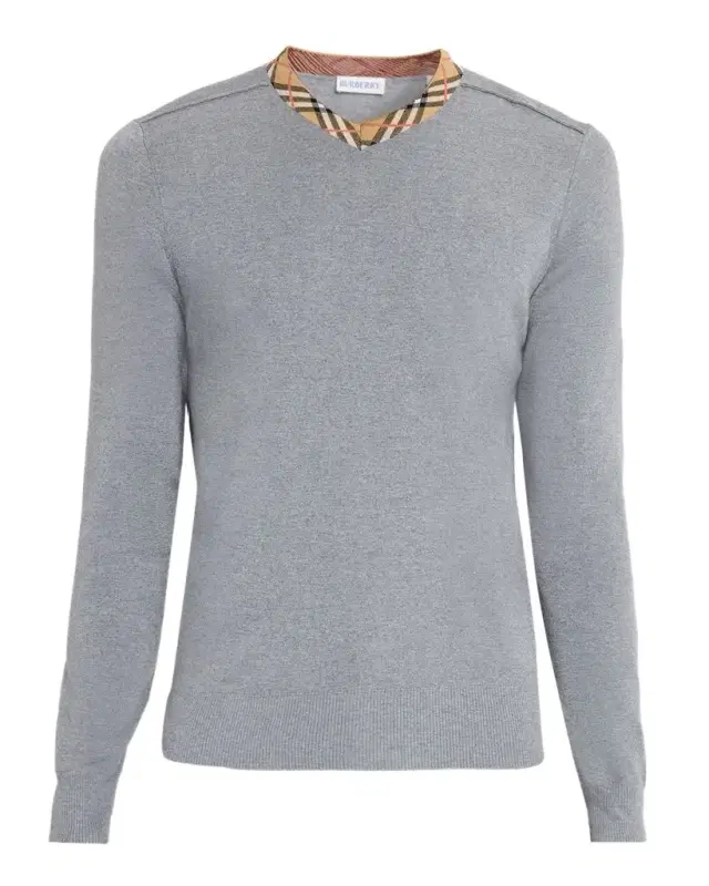 Burberry Men 's Maxim Check-Trim V-Neck Sweater