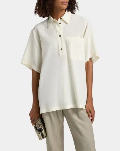 TOTEME Oversized Polo Shirt | Thumbnail 4 TOTEME Oversized Polo Shirt | Thumbnail 4