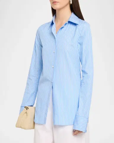 TOTEME Striped Cotton Poplin Shirt | Thumbnail 4