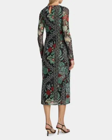 Elie Tahari Delilah Floral Mesh Midi Dress | Thumbnail 3