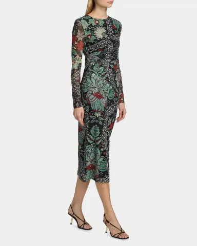 Elie Tahari Delilah Floral Mesh Midi Dress | Thumbnail 6