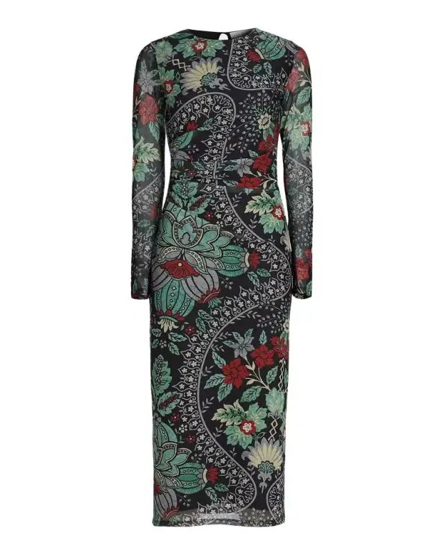 Elie Tahari Delilah Floral Mesh Midi Dress