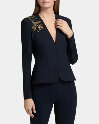 Chiara Boni La Petite Robe Momby Floral Embellished Blazer | Thumbnail 4 Chiara Boni La Petite Robe Momby Floral Embellished Blazer | Thumbnail 4