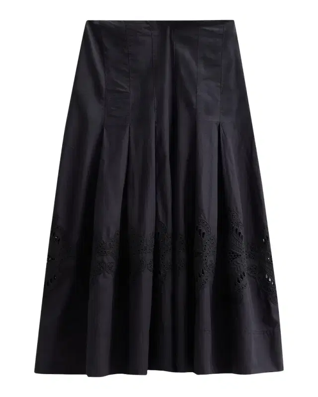 Veronica Beard Fynnley Pleated Cotton Midi Skirt