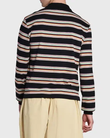 Marni Men 's Striped Cotton Slim-Fit Polo Shirt | Thumbnail 3