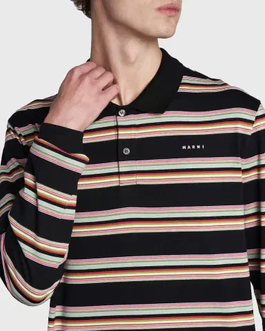 Marni Men 's Striped Cotton Slim-Fit Polo Shirt | Thumbnail 5