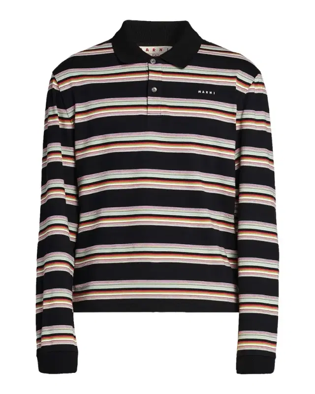 Marni Men 's Striped Cotton Slim-Fit Polo Shirt