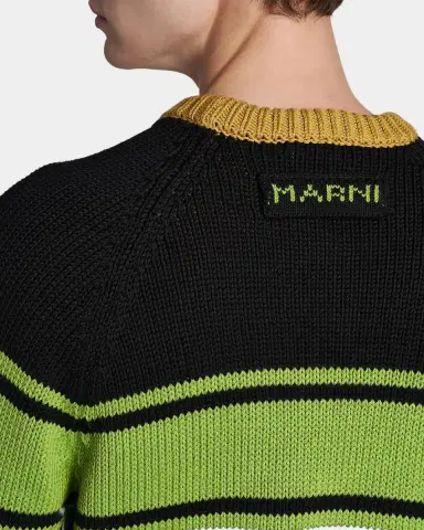 Marni Men's Colorblocked Cotton Crewneck Sweater | Thumbnail 4 Marni Men's Colorblocked Cotton Crewneck Sweater | Thumbnail 4