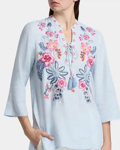 Johnny Was Lirielle Embroidered Linen-Blend Blouse | Thumbnail 5