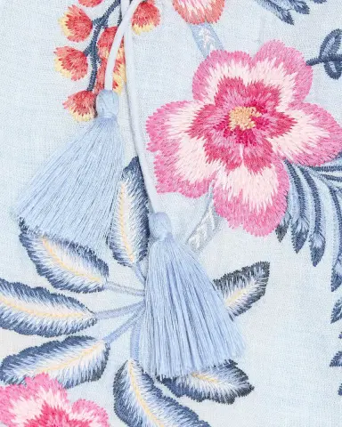 Johnny Was Lirielle Embroidered Linen-Blend Blouse | Thumbnail 6