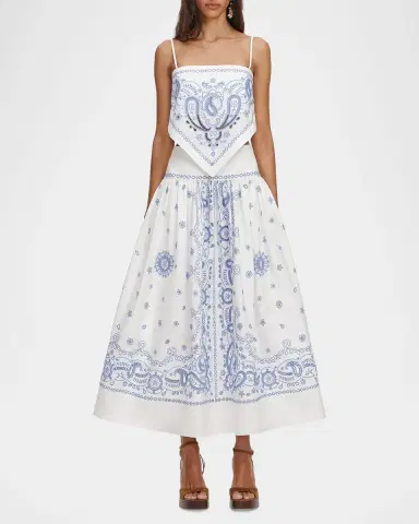 Self-Portrait Bandana Embroidered Midi Skirt | Thumbnail 2 Self-Portrait Bandana Embroidered Midi Skirt | Thumbnail 2