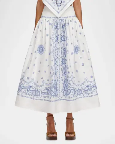 Self-Portrait Bandana Embroidered Midi Skirt | Thumbnail 4 Self-Portrait Bandana Embroidered Midi Skirt | Thumbnail 4