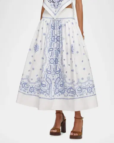 Self-Portrait Bandana Embroidered Midi Skirt | Thumbnail 5 Self-Portrait Bandana Embroidered Midi Skirt | Thumbnail 5