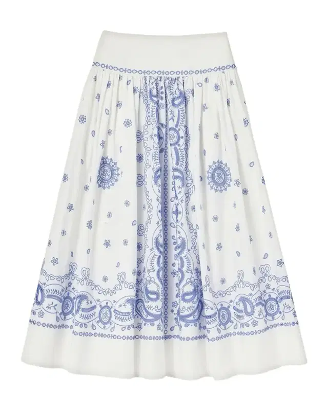 Self-Portrait Bandana Embroidered Midi Skirt