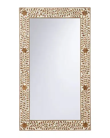 Chelsea House Zara 48" Bone & Wood Wall Mirror | Thumbnail 1 Chelsea House Zara 48" Bone & Wood Wall Mirror | Thumbnail 1