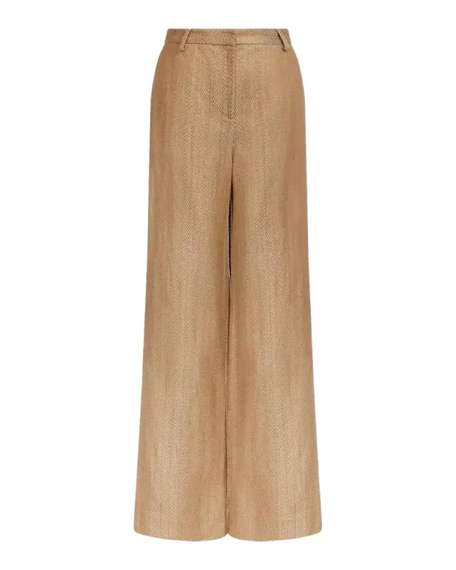 TWP Henry Chevron Linen-Blend Wide-Leg Trousers