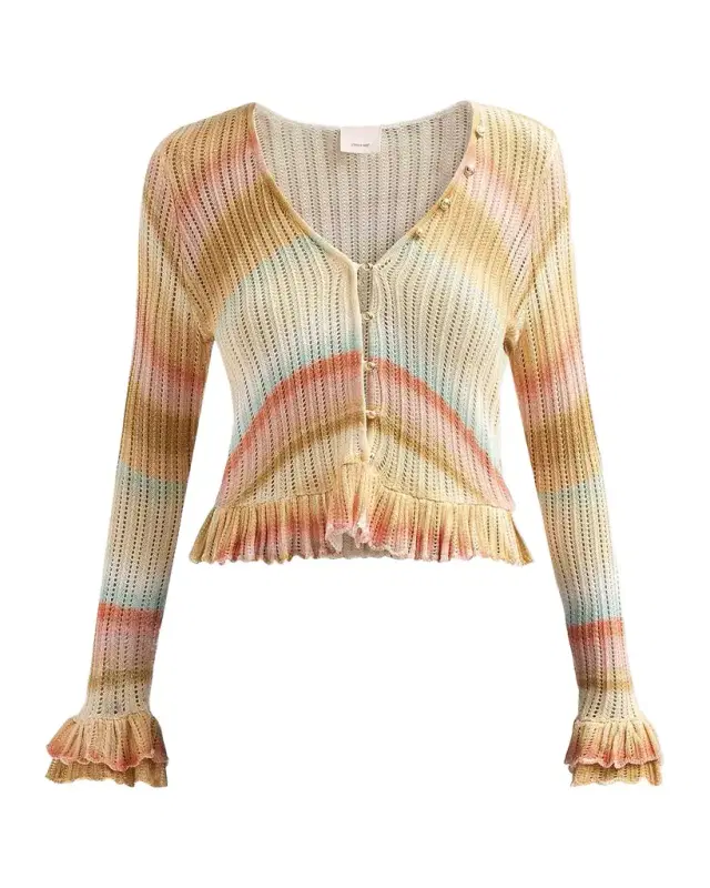 Cinq a Sept Edith Space-Dyed Stripe Cardigan