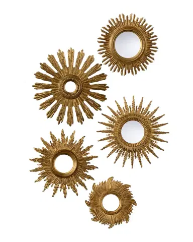 Chelsea House Gold Starburst Wall Mirrors, Set of 5 | Thumbnail 1 Chelsea House Gold Starburst Wall Mirrors, Set of 5 | Thumbnail 1