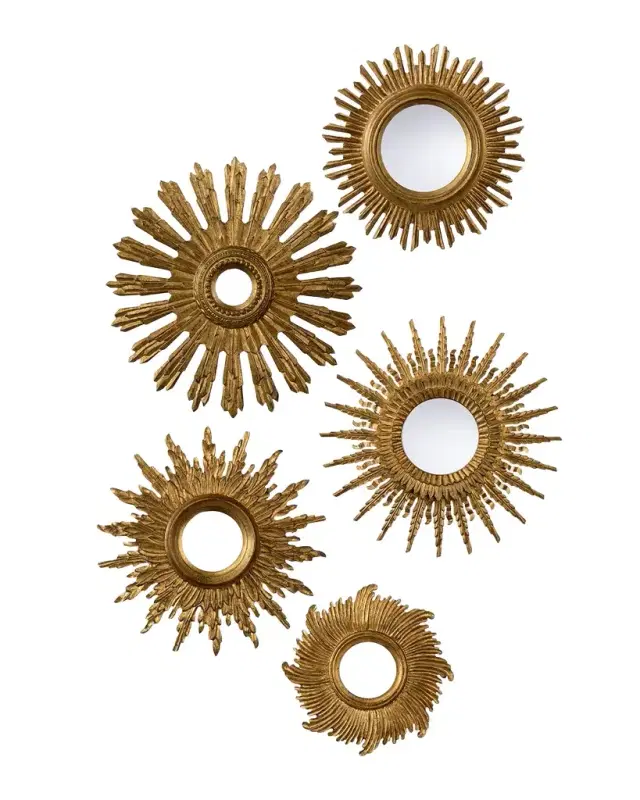 Chelsea House Gold Starburst Wall Mirrors, Set of 5