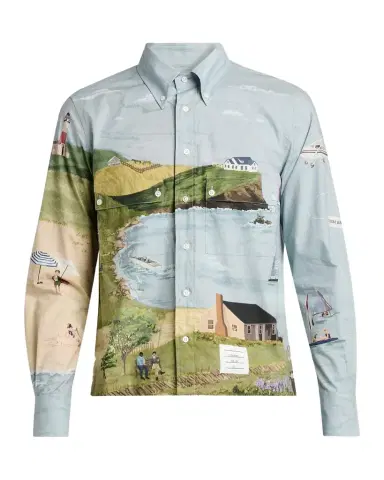 Thom Browne Men's Nantucket-Print Cotton Poplin Utility Shirt | Thumbnail 1 Thom Browne Men's Nantucket-Print Cotton Poplin Utility Shirt | Thumbnail 1