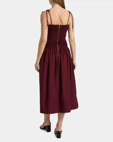 Cara Cara Alegra Ruched Drop-Waist Midi Dress | Thumbnail 3 Cara Cara Alegra Ruched Drop-Waist Midi Dress | Thumbnail 3