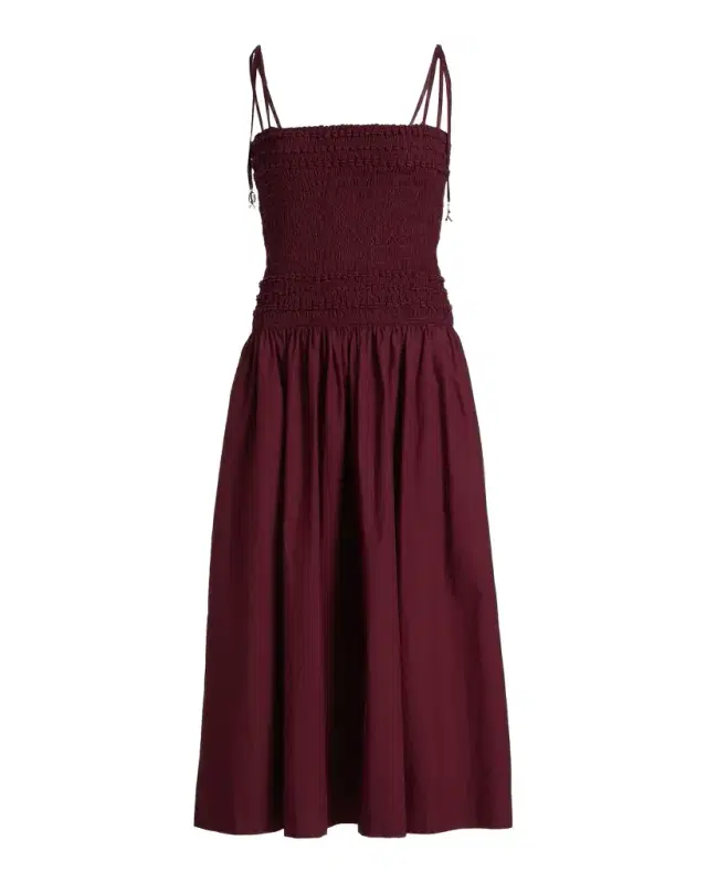 Cara Cara Alegra Ruched Drop-Waist Midi Dress
