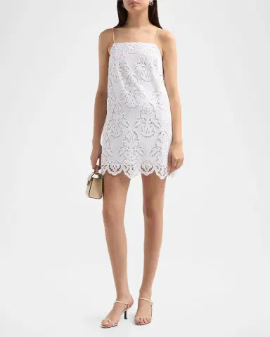 Toccin Olivera Lace Cotton Shift Mini Dress | Thumbnail 4