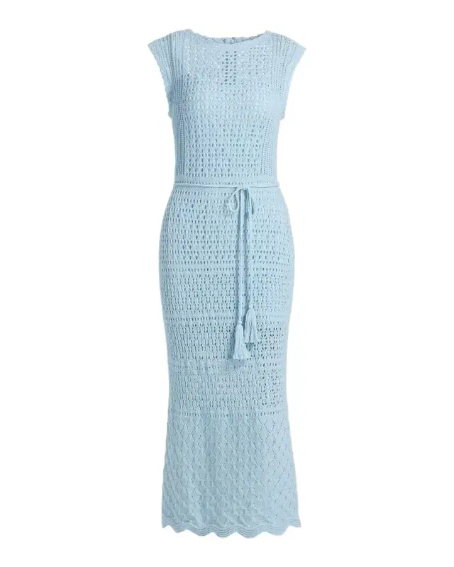 Milly Kai Crochet Cotton Sheath Midi Dress