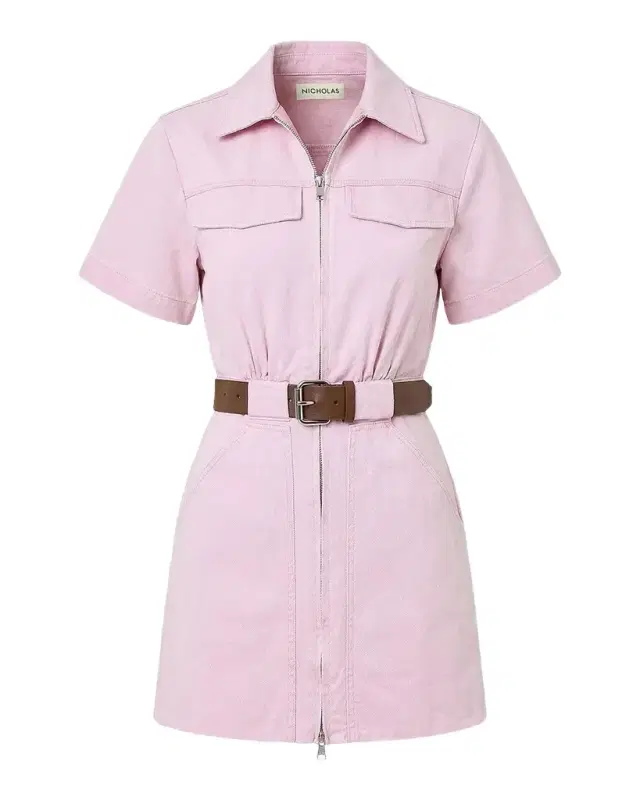 NICHOLAS Embla Belted Denim Utility Mini Dress