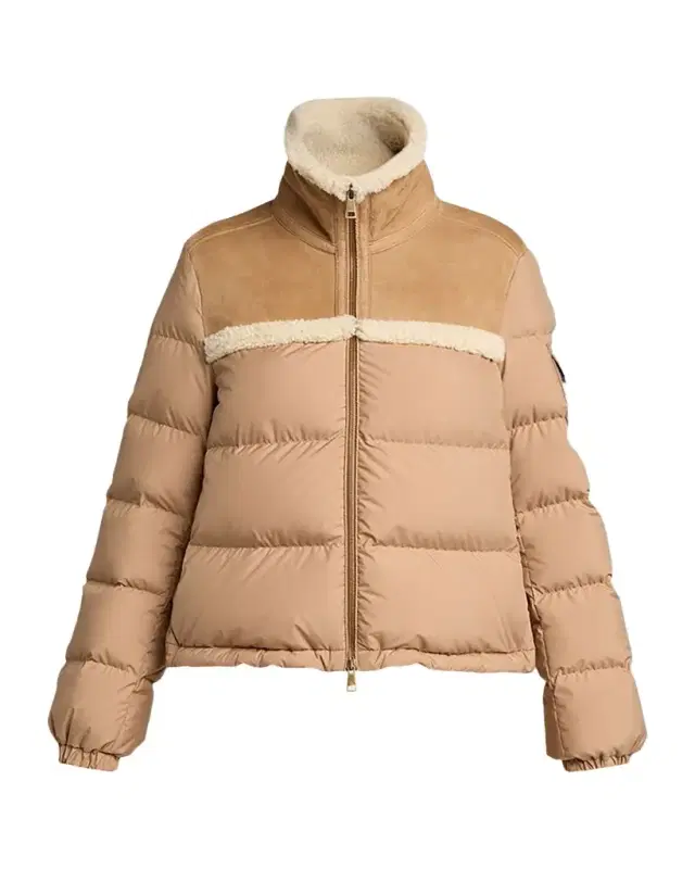 Moncler Aurore Puffer Coat with Shearling and Suede