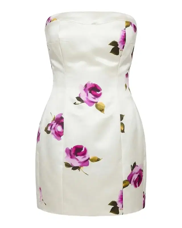 NICHOLAS Kaline Floral Satin Strapless Mini Dress