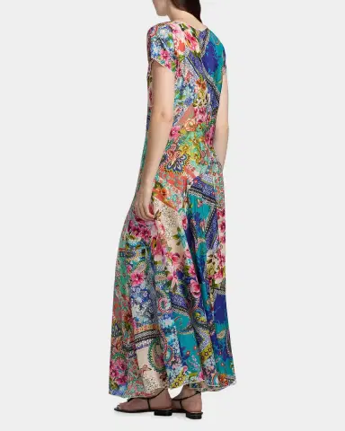 Johnny Was Patchwork Silk A-Line Maxi Dress | Thumbnail 3