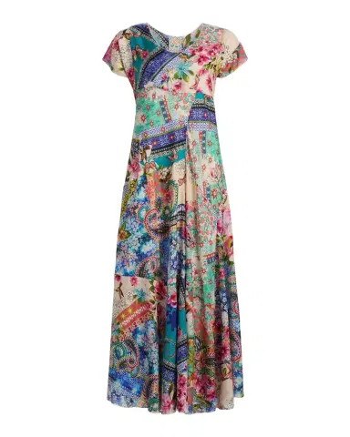 Johnny Was Patchwork Silk A-Line Maxi Dress | Thumbnail 1