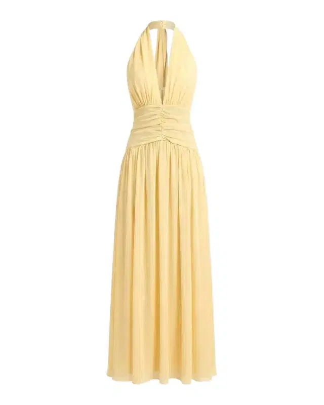 NICHOLAS Arella Pleated Scarf-Detail Georgette Maxi Dress