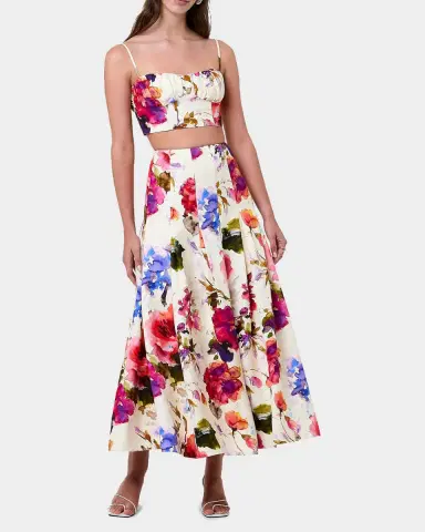 NICHOLAS Yulia Floral Bustier Linen-Blend Crop Top | Thumbnail 2 NICHOLAS Yulia Floral Bustier Linen-Blend Crop Top | Thumbnail 2