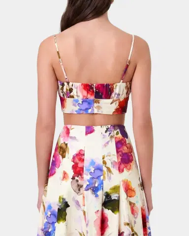 NICHOLAS Yulia Floral Bustier Linen-Blend Crop Top | Thumbnail 3 NICHOLAS Yulia Floral Bustier Linen-Blend Crop Top | Thumbnail 3