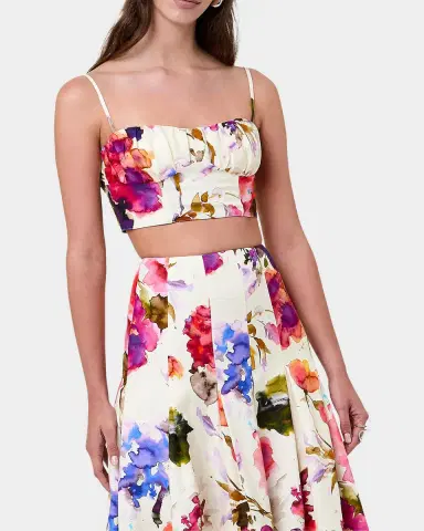 NICHOLAS Yulia Floral Bustier Linen-Blend Crop Top | Thumbnail 5 NICHOLAS Yulia Floral Bustier Linen-Blend Crop Top | Thumbnail 5